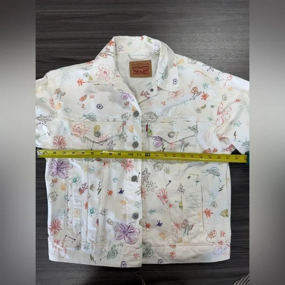 Levi's White Trucker Denim Jean Jacket All Over Print Floral size small - Picture 10 of 11